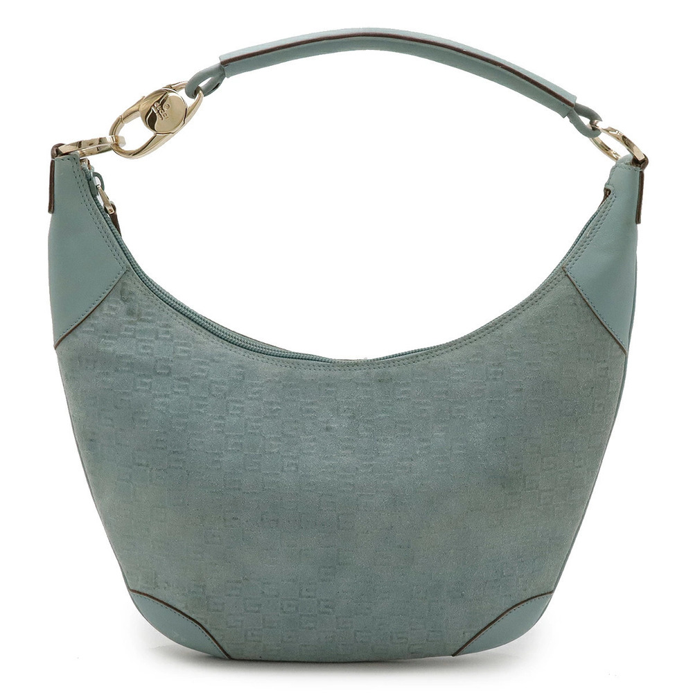 Gucci G Shoulder Bag Hobo Suede Leather Blue